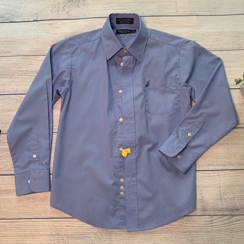 Nautica kids blue button down dress shirt size 8